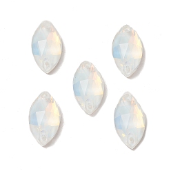 Белый Дым Эффект мокко форма конского глаза пришивка стразами, k 5 стеклянный страз, 2-отверстие ссылка, плоская спинка с покрытием, швейные украшения, серый, 18x9x5 мм, отверстие : 1 мм