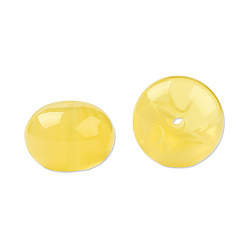 Yellow Resin Beads, Imitation Gemstone, Flat Round, Yellow, 16x11mm, Hole: 2.1~2.3mm