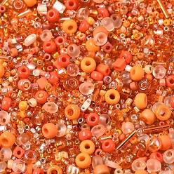 Оранжевый Смесь бисера миюки, японский бисер, разнообразные, оранжевые, 1~9x1.5~2 мм, отверстие : 0.5~1 мм