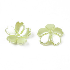 Зелено-Желтый Аэрозольная краска абс пластик имитация жемчуга бусины, цветок, зеленый желтый, 14x15x4 мм, отверстие : 1.5 мм