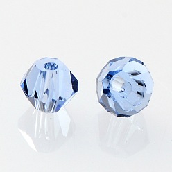 Cornflower Blue Faceted Bicone Grade AAA Transparent Glass Beads, Cornflower Blue, 4x3mm, Hole: 1mm, about 720pcs/bag