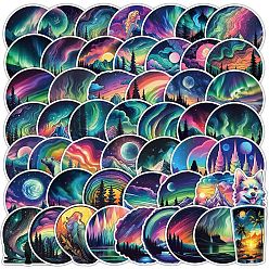 Colorful 50Pcs Aurora Borealis PVC Adhesive Stickers Set, for DIY Scrapbooking and Journal Decoration, Colorful, 40~80mm