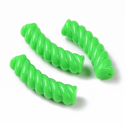 Lime Opaque Acrylic Beads, Twist, Curved Tube, Lime, 33x12x8.5mm, Hole: 1.6mm, about 308pcs/500g
