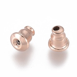 Rose Gold 304 Stainless Steel Ear Nuts, Rose Gold, 5.5x5mm, Hole: 0.8mm