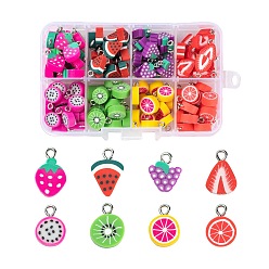 Mixed Color 120Pcs Handmade Polymer Clay Pendants, Imitation Food, Mixed Color, 12.5~18x9~11x4.5~5mm, Hole: 1.8mm, 8 style, 15pcs/style