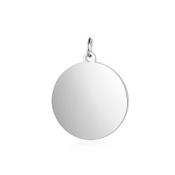Stainless Steel Color 201 Stainless Steel Pendants, Flat Round, Stamping Blank Tag, Stainless Steel Color, 18.5x16x1mm, Hole: 3.5mm