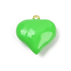 Лайм Латунь эмаль подвески, реальный 18 k позолоченный, шарма сердца, желто-зеленые, 17.5x16.5x7.5 мм, отверстие : 1.2 мм