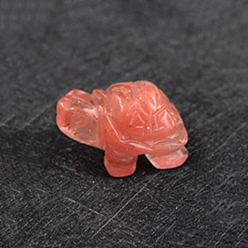 Watermelon Stone Glass Watermelon Stone Glass Carved Healing Tortoise Figurines, Reiki Stones Statues for Energy Balancing Meditation Therapy, 41.5x28.5x21mm