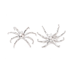 Real Platinum Plated Brass Pendants, Spider Charm, Real Platinum Plated, 24~29x30~33x12mm, Hole: 1.5mm