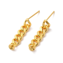 Real 18K Gold Plated 925 Sterling Silver Dangle Stud Earrings, Real 18K Gold Plated, 23x3mm, Pin: 11x0.7mm