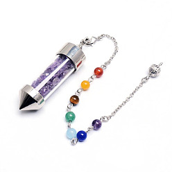 amethyst Colorful gravel wishing bottle conical natural crystal gravel chakra pendant crystal wishing bottle balance healing pendulum