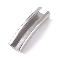Stainless Steel Color 201 Stainless Steel Slide Charms, Tube, Stainless Steel Color, 34x9.2x5.5mm