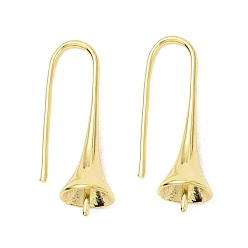Golden Rack Plating Brass Earring Hooks, for Half Drilled Beads, Long-Lasting Plated, Lead Free & Cadmium Free, Golden, 22.5x7mm, 21 Gauge, Pin: 0.7mm and 0.8mm