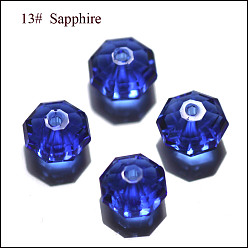 Blue Imitation Austrian Crystal Beads, Grade AAA, Faceted, Octagon, Blue, 6x4mm, Hole: 0.7~0.9mm