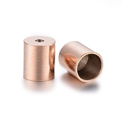 Rose Gold Ion Plating(IP) 304 Stainless Steel Cord Ends, End Caps, Column, Rose Gold, 6x5mm, Hole: 1.5mm, Inner Diameter: 4mm