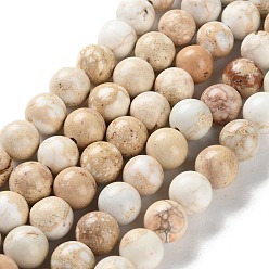 Льняное Полотно Нити бусин из окрашенного натурального регалита/императорской яшмы/морского осадка яшмы, круглый оттиск яшмы, белье, 8 мм, отверстие : 1.2 мм, около 23 шт / нитка, 7.64'' (19.4 см)