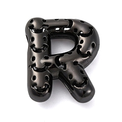 Letter R Латунные подвески, стойки покрытие, долговечный, без кадмия и без свинца, подвески с полыми буквами, Буква R, 23x19x7 мм, отверстие : 4.7x3 мм