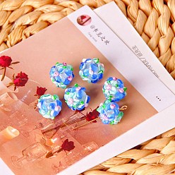 Royal Blue Handmade Lampwork Beads, Hydrangea, Royal Blue, 13x11~12mm