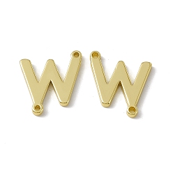 Letter W Rack Plating Brass Connector Charms, Real 18K Gold Plated, Long-Lasting Plated, Cadmium Free & Nickel Free & Lead Free, Letter Links, Letter.W, 14x12.5x1.5mm, Hole: 1mm