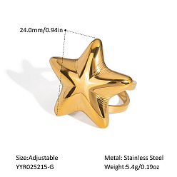 Золотой Кольца-манжеты из нержавеющей стали в форме звезды для женщин, золотые, 24 мм