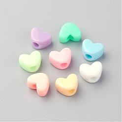Mixed Color Opaque Acrylic European Beads, Large Hole Beads, Heart, Mixed Color, 9x12x7mm, Hole: 4mm, about 1055pcs/500g