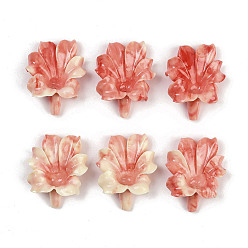 Светло-Коралловый Резные бусины из синтетического коралла, цветок, свет коралловый, 29x23.5x10 мм, отверстие : 1 мм