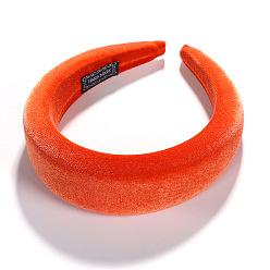 orange Solid Velvet Headband with Thick Sponge for Hair Styling - Kate Middleton Style