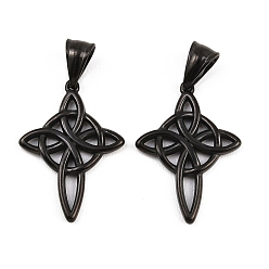 Черный 304 подвески из нержавеющей стали, очарование тройственного узла, ионное покрытие (ip), чёрные, 31.5x22.5x3 мм, отверстие : 8x4.8 мм