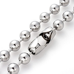 Stainless Steel Color 304 Stainless Steel Ball Chain Necklaces, Stainless Steel Color, 18.1 inch(46cm)
