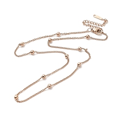 Rose Gold Ion Plating(IP) 304 Stainless Steel Satellite Chain Necklace for Men Women, Rose Gold, 15.55~16.18 inch(39.5~41.1cm)