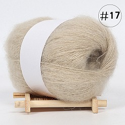 Tan 25g Angora Mohair Wool & Acrylic Fiber Knitting Yarn, for Shawl Scarf Doll Crochet Supplies, Round, Tan, 1mm
