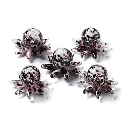 Black Handmade Bumpy Lampwork Beads Strands, Octopus, Black, 15x25x4mm, Hole: 1.4mm