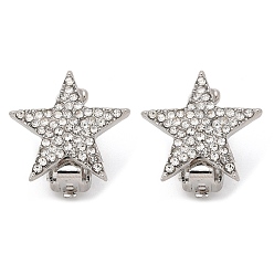 Платина Клипсы из латуни с микропаве из прозрачных кубических цирконий, платина, 18.5x18.5 мм