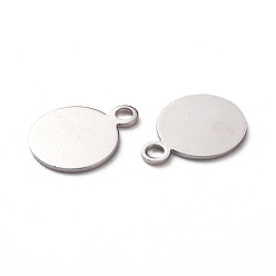 Platinum Brass Charms, Stamping Blank Tag, Long-Lasting Plated, Flat Round, Platinum, 10.5x8x0.5mm, Hole: 1.5mm