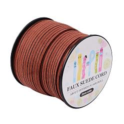 Saddle Brown Faux Suede Cord, Faux Suede Lace, Paper Box Packing, Saddle Brown, 3.0x1.4mm, about 98.43yards/roll(90m/roll)