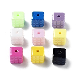 Mixed Color Opaque Acrylic Beads, Cube, Mixed Color, 12x13x13mm, Hole: 2.8mm