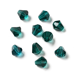 Teal Glass Imitation Austrian Crystal Beads, Faceted, Diamond, Teal, 8x7.5mm, Hole: 0.9mm