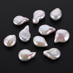 Seashell Color Natural Keshi Pearl Beads, Cultured Freshwater Pearl, No Hole/Undrilled, Teardrop, Seashell Color, 14~18x11~14x5.5~8.5mm