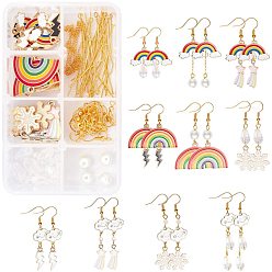 Mixed Color 113 Pieces DIY Cute Weather Themed Earring Making Kits, Including Alloy Pendants & Linking Connectors, Brass Earring Hooks & Cable Chains, Glass Beads, Mixed Color