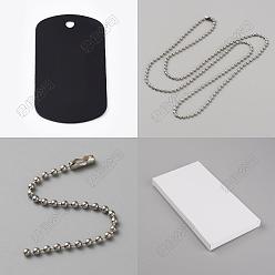 Rectangle 60шт. большие алюминиевые подвески, пустые теги, с 32шт. железных шариков для изготовления ожерелья, 32Железные бирки из ПК, прямоугольные, 50x29x1 мм, отверстие : 3.5 мм