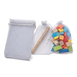 Светло-серый Подарочные пакеты из органзы с кулиской, свадебная вечеринка рождественские подарочные пакеты, мешочки из органзы для попурри, светло-серый, 30x20 см