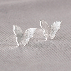 Butterfly Mini 925 Sterling Silver Stud Earrings for Girls, Silver Color Plated, Butterfly, 5mm