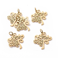 Golden 304 Stainless Steel Pendants, Tree of Life, Golden, 20.5x20x1mm, Hole: 2.5mm