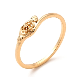 Golden 304 Stainless Steel Ring, Flower & Skull Finger Ring, Golden, 1mm, Inner Diameter: 17mm