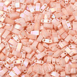 (HTL596) Opaque Tea Rose Luster MIYUKI Half TILA Beads, Japanese Seed Beads, 2 Hole, (HTL596) Opaque Tea Rose Luster, 5x2.3x1.9mm, Hole: 0.8mm, about 250pcs/10g