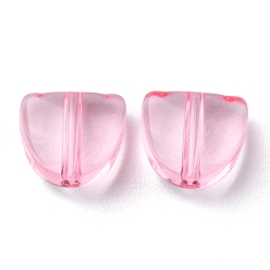 Pink Прозрачные акриловые бусины, половину овальной, розовые, 8x9x5 мм, отверстие : 1.2 мм