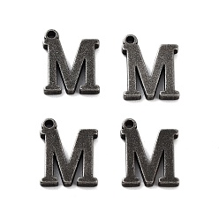 Antique Silver 316 Surgical Stainless Steel Charms, Letter M Charm, Antique Silver, 12x9x1.5mm, Hole: 1mm