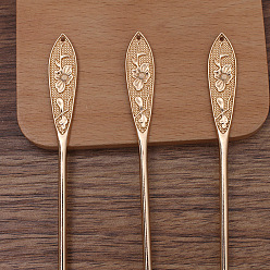 Light Gold Alloy Hair Sticks for Enamel, Long-Lasting Plated Hair Accessories for Women, Light Gold, 148x12mm