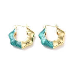 Темный Голубой Серьги-кольца с эмалевыми цветами, настоящие позолоченные украшения из латуни для женщин, без свинца и без кадмия, темные голубые, 18 мм, штифты : 25x24x6 мм