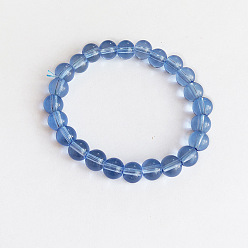 7 8mm Natural Glass Bead Bracelet with Elastic Cord for Women and Men